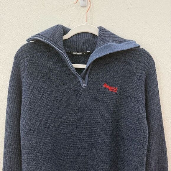 Bergman's of Norway Men's Size Small Heather Navy Blue Ulriken Sweater Jumper - Picture 3 of 14